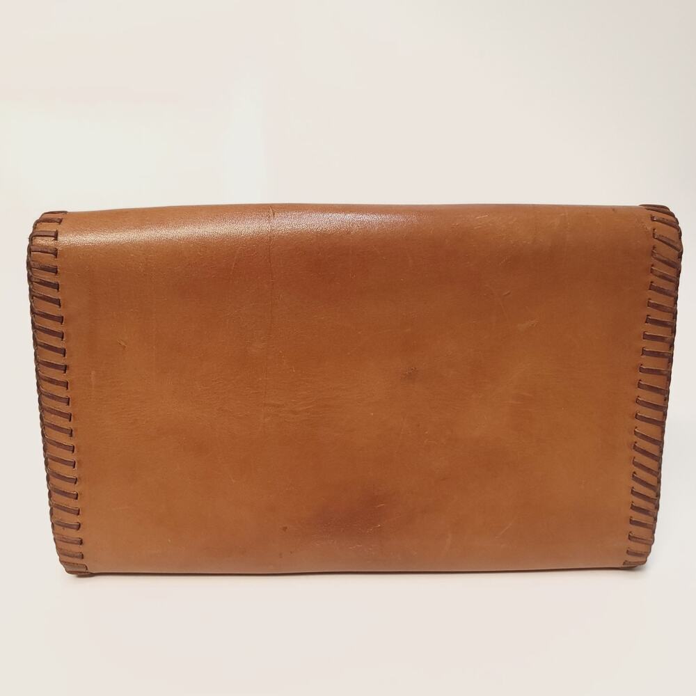 Leather Bag Case Pouch Book Holder Small Pencilcase Artist Brown Embossed Bible - Picture 2 of 11
